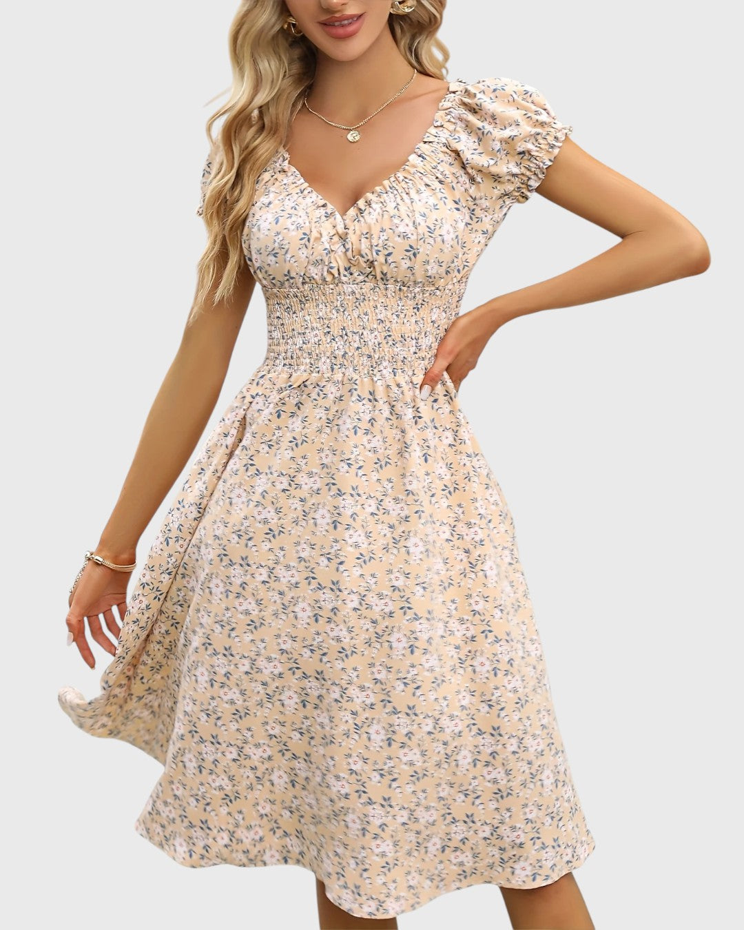 Noor™ | Floral Dress with Puff Sleeves