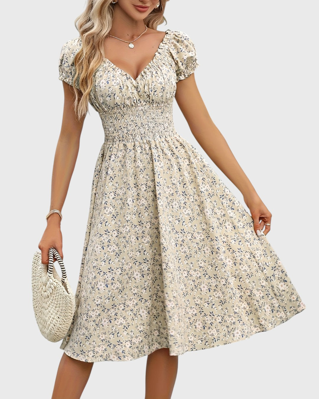 Noor™ | Floral Dress with Puff Sleeves