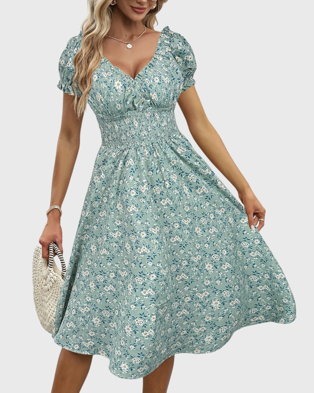 Noor™ | Floral Dress with Puff Sleeves