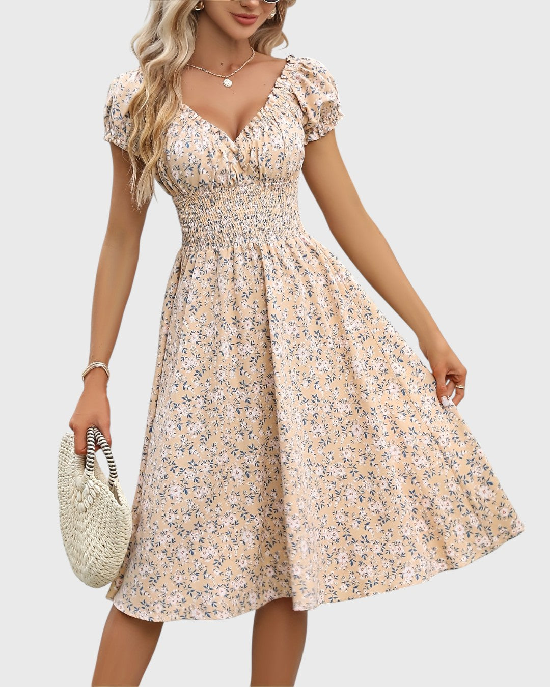 Noor™ | Floral Dress with Puff Sleeves